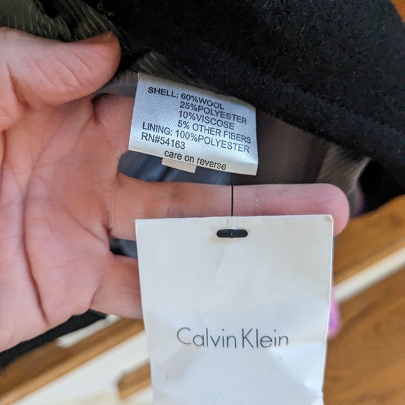 Calvin Klein Double Breasted Wool Black Coat - Picture 5 of 5